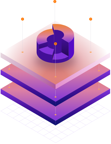 Securonix SOAR Hero Thin cubes stacked on top of each other with data points