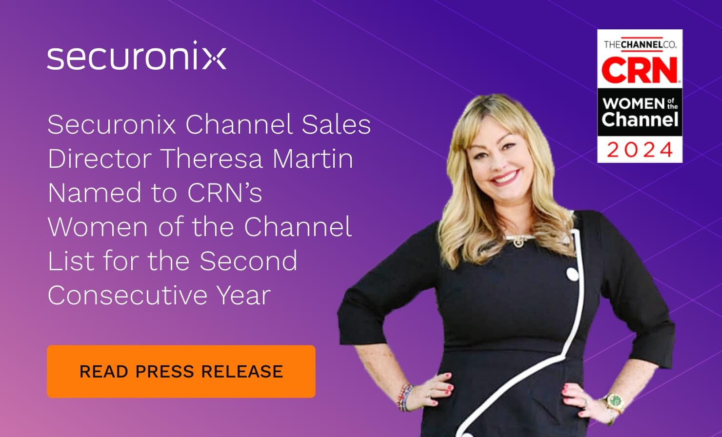 Photo of Theresa Martin with Securonix and CRN logos